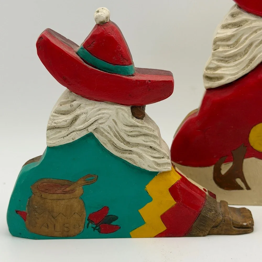 Reversible Southwestern Santa Figurines Desert & Christmas Holiday‎ Decor Set 2